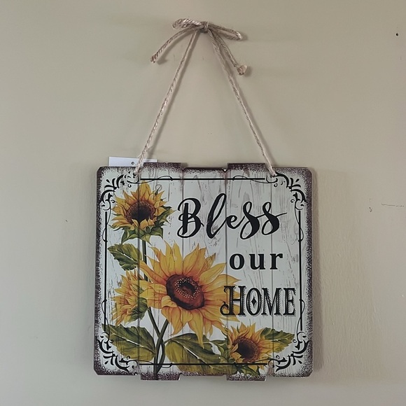🆕 Bless Our Home Wall Decor Hanging Sign Sunflowers - Picture 3 of 6